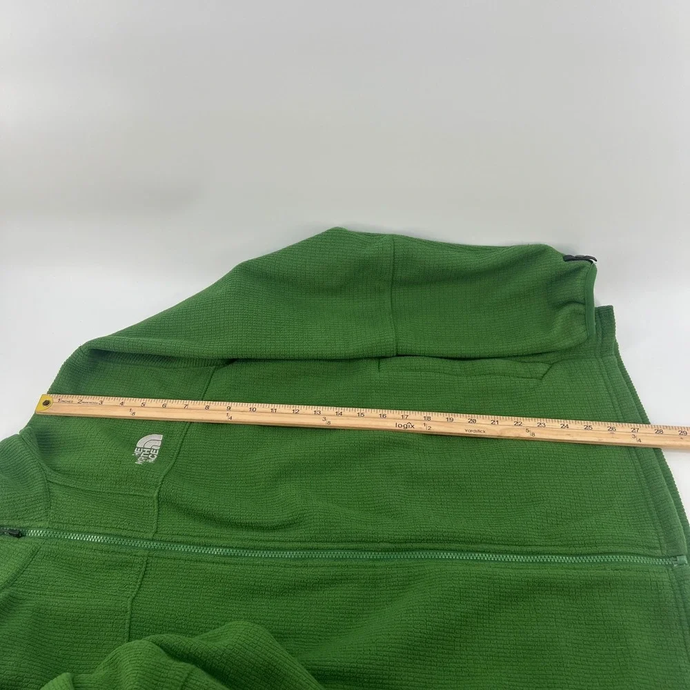 The North Face Mens XL Green Grid Fleece‎ Full Zip Jacket Waffle Knit Hiking XL